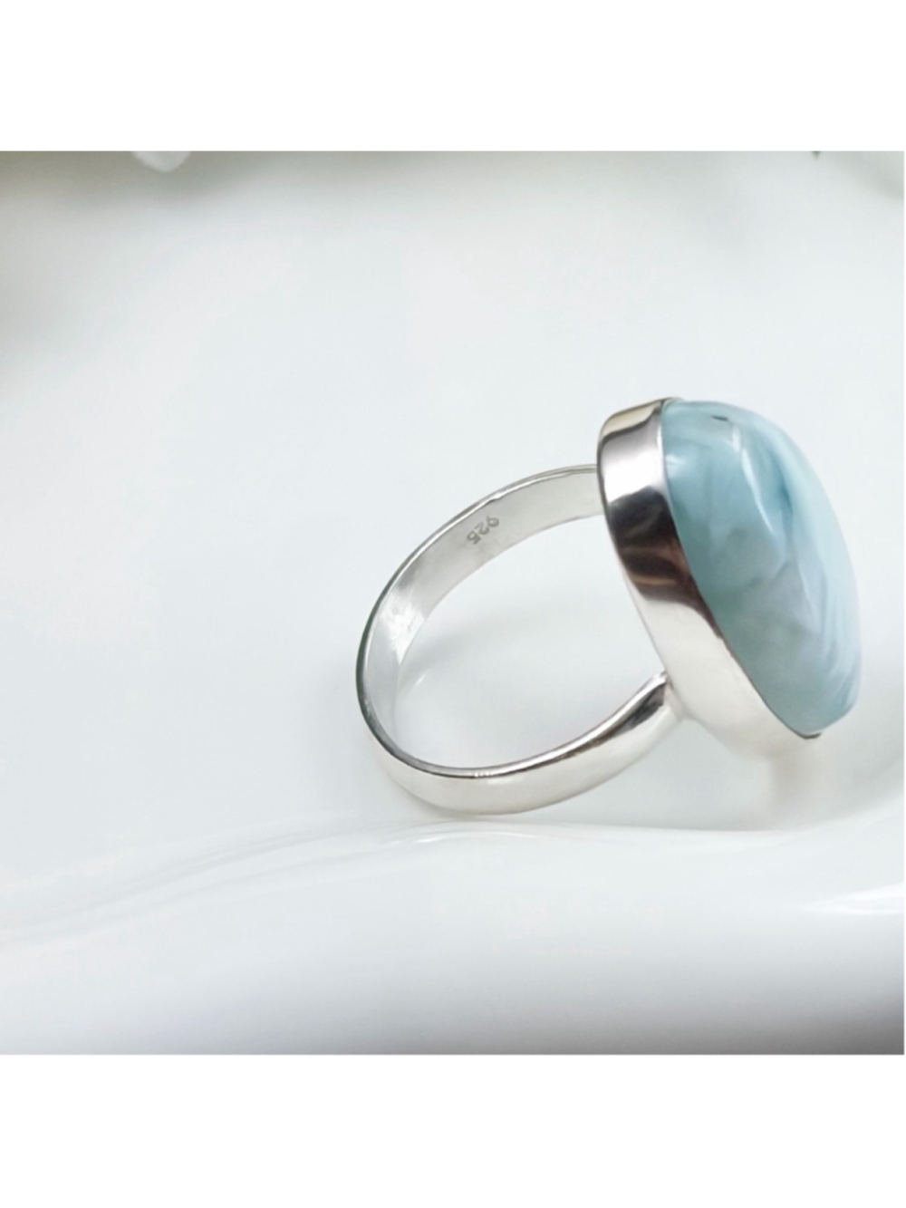 Sterling Silver Genuine Larimar Ring Size 8.25 8 1/4 925 Southwest New - Picture 6 of 9